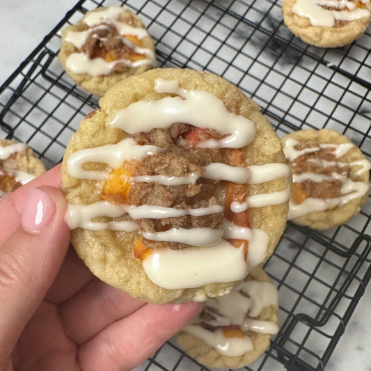 Peach cobbler cookies made with Classic Sugar Cookie mix.