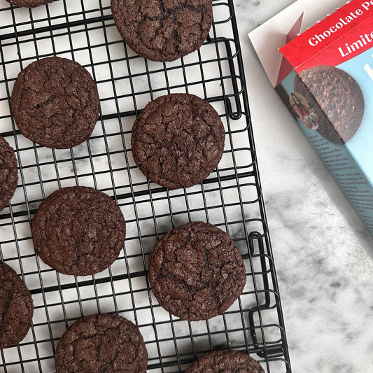 Chocolate Peppermint Cookies on a cooling rack.
