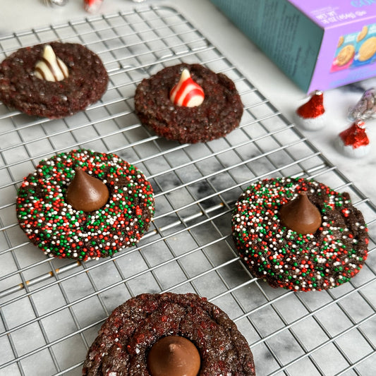 Holiday Blossom cookies made with My Better Batch Double Chocolate Chip cookie mix.